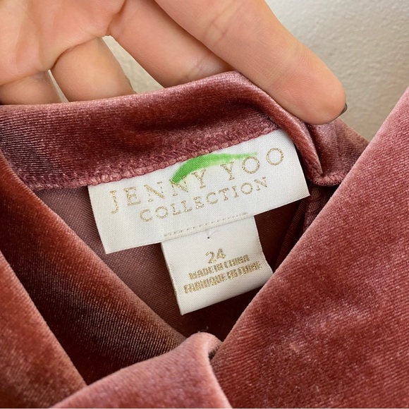 Jenny Yoo Collection 24 Orange Peach Crushed Velvet Spaghetti Strap Midi Dress - Picture 6 of 6